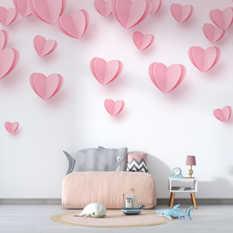 Foto tapeta roze srca patern