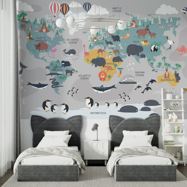 Foto tapeta karta sveta za dečiju sobu