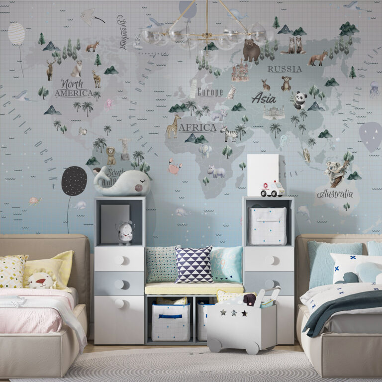 Foto tapeta karta sveta – edukativni zidni dizajn