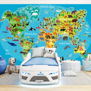 Foto tapeta karta sveta – edukativna dekoracija zida