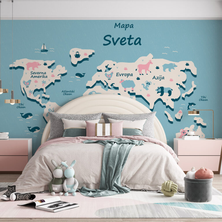 Foto tapeta karta sveta – edukativni dizajn za zid