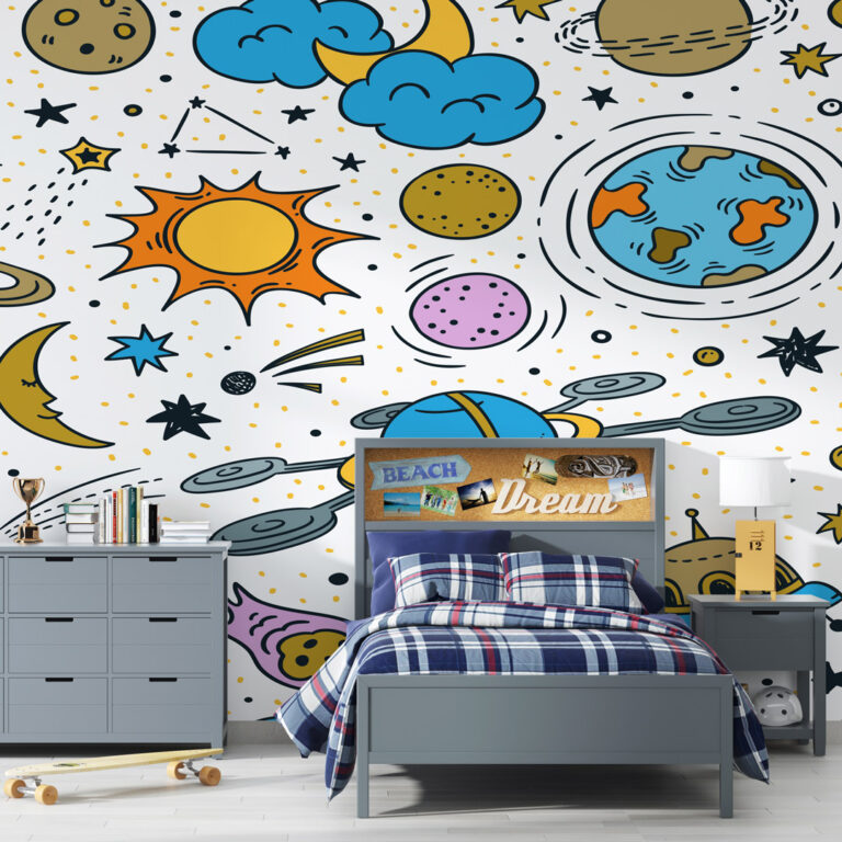 Foto tapeta sa kosmičkim motivima unosi svemirski i maštovit izgled u prostor.