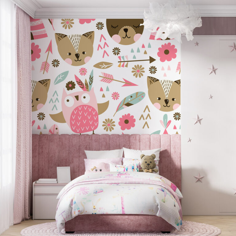 Dečiji patern šumske životinje strele perje