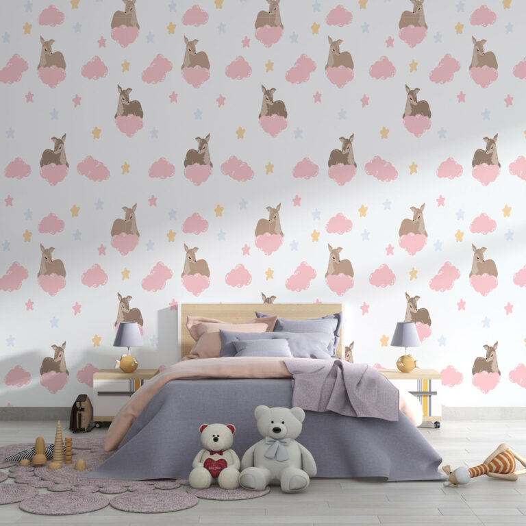 Dečiji patern roze oblaci lane