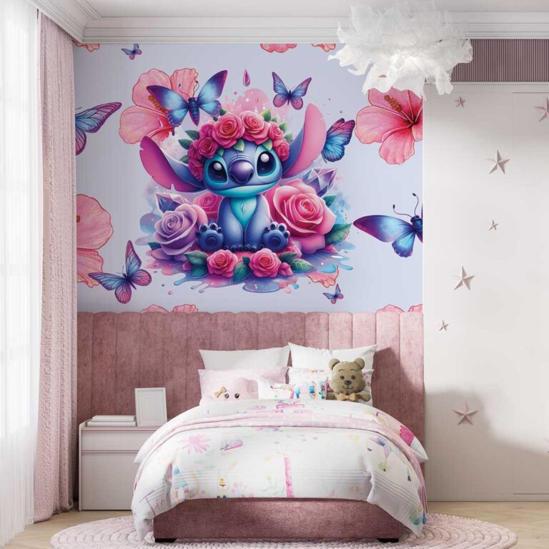 Foto tapeta Stitch za dečiju sobu – crtani dizajn