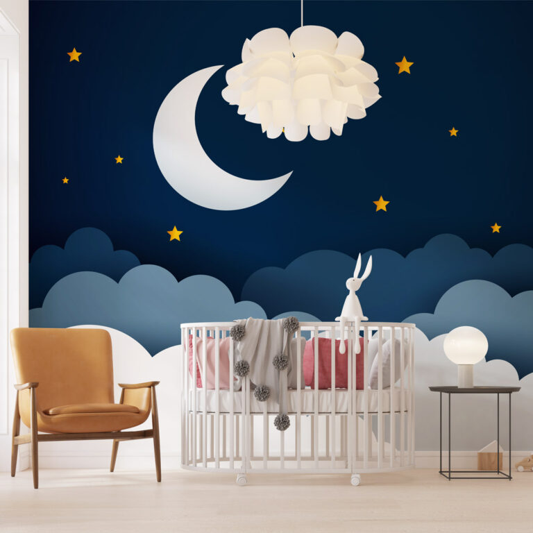 Dečija foto tapeta oblaci i zvezde – nežan motiv za sobu