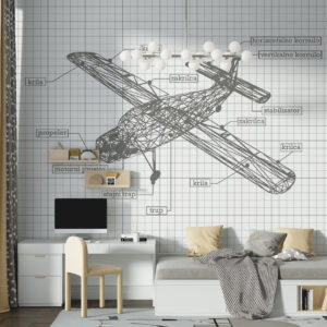 Dečija foto tapeta avion – motiv putovanja za dečiju sobu