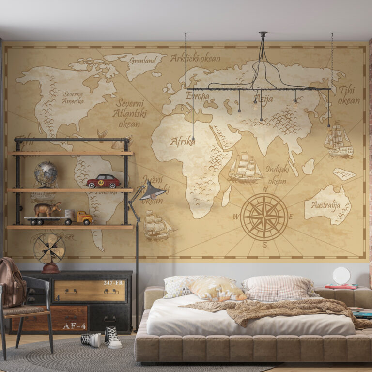 Foto tapeta karta sveta – edukativna dekoracija zida